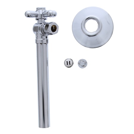 Jones Stephens 3/8in OD Comp x 1/2in SWT Quarter-Turn Angle Supply Stop Valve, Cross Handle S42220